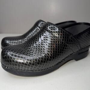 Dansko XP Professional Clogs Women Sz 39 Metallic Gunmetal Textured Gray Leather